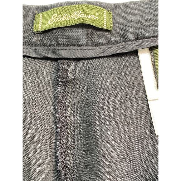 Eddie Bauer 100% Linen Casual Pants Womens Size 10 P Black Pleated Travel HIking - Picture 3 of 9